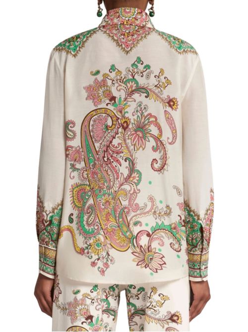camicia donna stampa Paisley misto seta bianco ETRO | WRIA0013AK779X0802